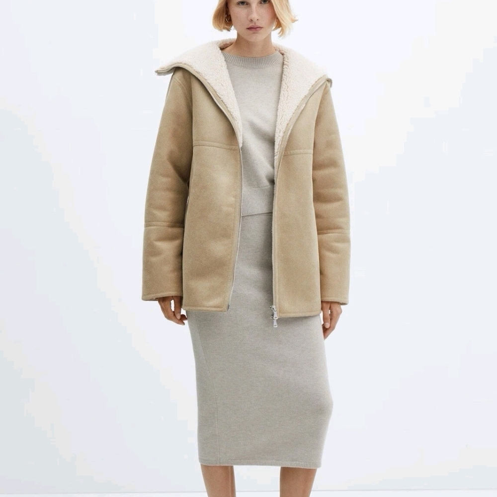 Mango Faux Shearling Jacket Sz M